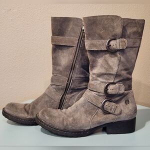 Born Croft Gray Suede Women's Size 9 Mid Calf Zipper Boots